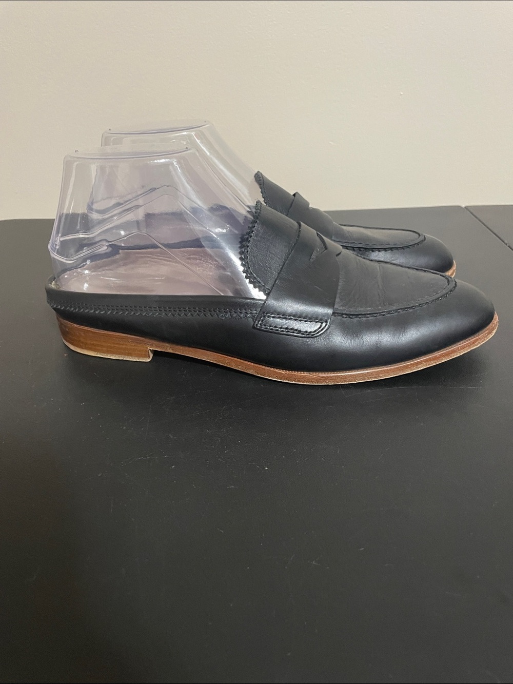 Attilio Giusti Leombruni Black Leather Penny Loafer Mule Size 39
